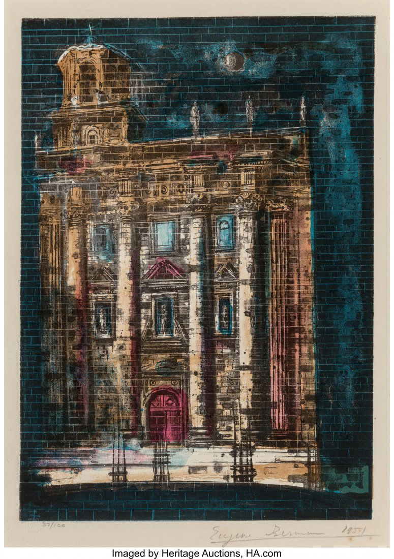 Eugene Berman (Russian/American, 1899-1972) Cath: Eugene Berman (Russian/American, 1899-1972) Cathedral, 1951 Lithograph in colors on paper 13 x 9-1/4 inches (33.0 x 23.5 cm) (image) Ed. 37/100 Signed, dated, and numbered in pencil in lower margin HI