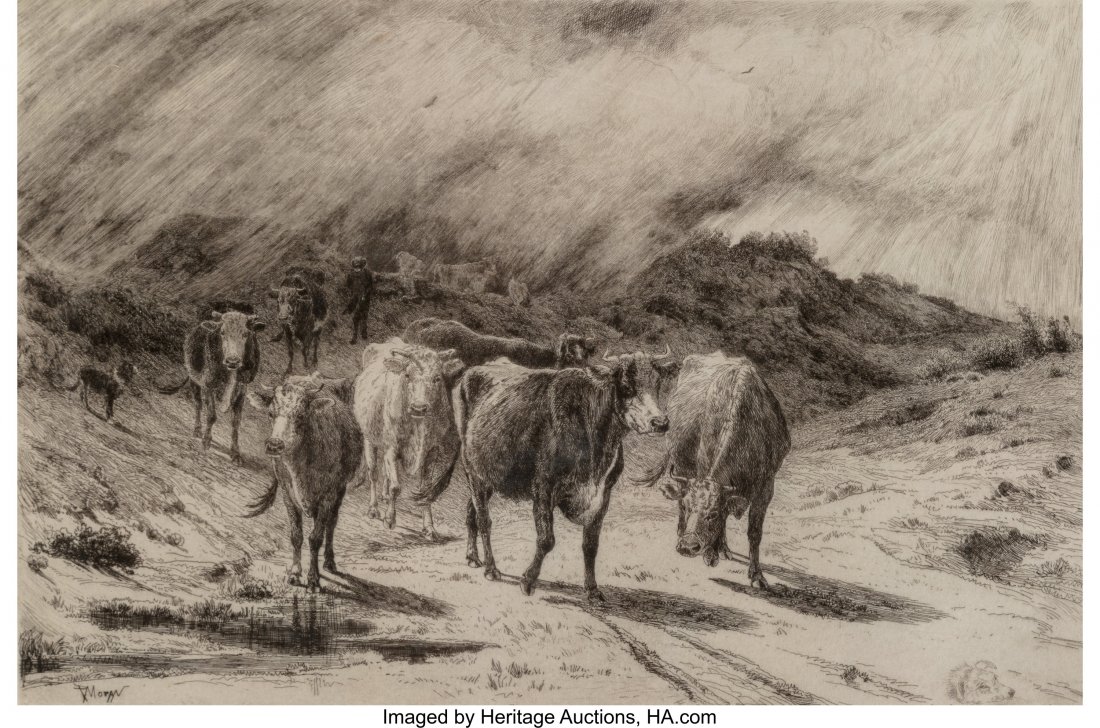 Peter Moran (American, 1841-1914) The Approachin: Peter Moran (American, 1841-1914) The Approaching Storm Etching on paper 12-1/2 x 18 inches (31.8 x 45.7 cm) Signed in pencil lower right Signed in the plate lower left: PMoran HID03101242017