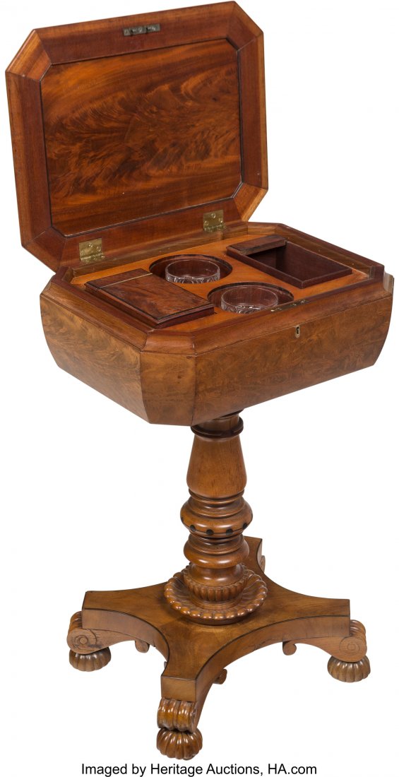 A William IV Inlaid Wood Teapoy, 19th century 28: A William IV Inlaid Wood Teapoy, 19th century 28-3/8 x 18 x 14 inches (72.1 x 45.7 x 35.6 cm) HID03101242017