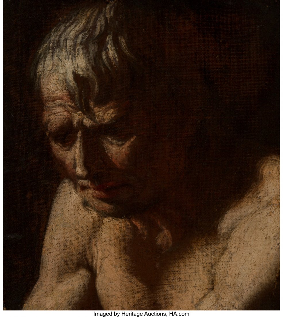 Manner of Luca Giordano (Italian, 1634-1705) Por: Manner of Luca Giordano (Italian, 1634-1705) Portrait of Pensive Man Oil on canvas 16 x 14 inches (40.6 x 35.6 cm) HID03101242017