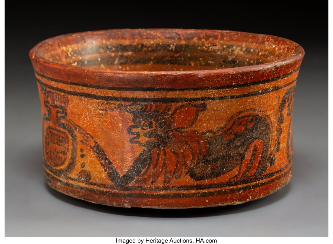 A Maya Bowl with Monkeys and Ollas: A Maya Bowl with Monkeys and Ollas Diameter: 8 inches HID03101242017