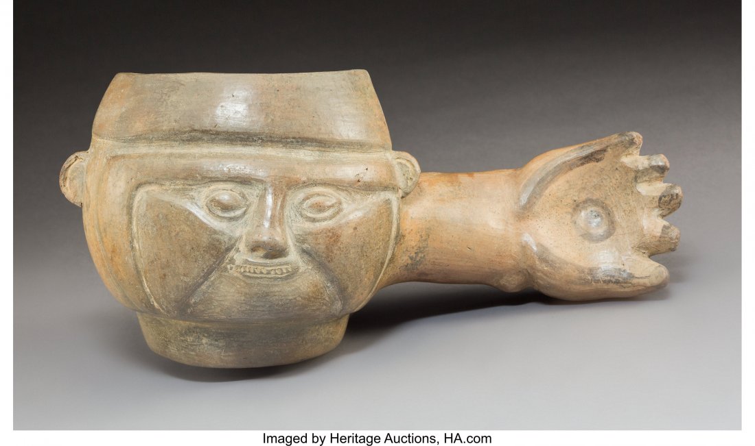 A Moche Vessel or Censer: A Moche Vessel or Censer Width: 12 inches HID03101242017