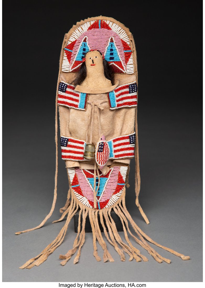 A Crow Pictorial Beaded Hide Model Cradleboard: A Crow Pictorial Beaded Hide Model Cradleboard contemporary Provenance: William & Sheryl Sloup Collection Height: 11 inches HID03101242017