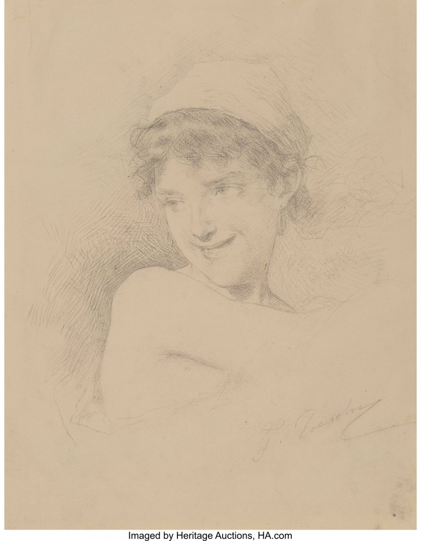 European School (19th Century) Group of Three Dr: European School (19th Century) Group of Three Drawings Pencil on paper (two); chalk on paper (one) 16-1/8 x 10-7/8 inches (41 x 27.6 cm) (largest) Each signed Works include Cesare Fracassini (Bust por