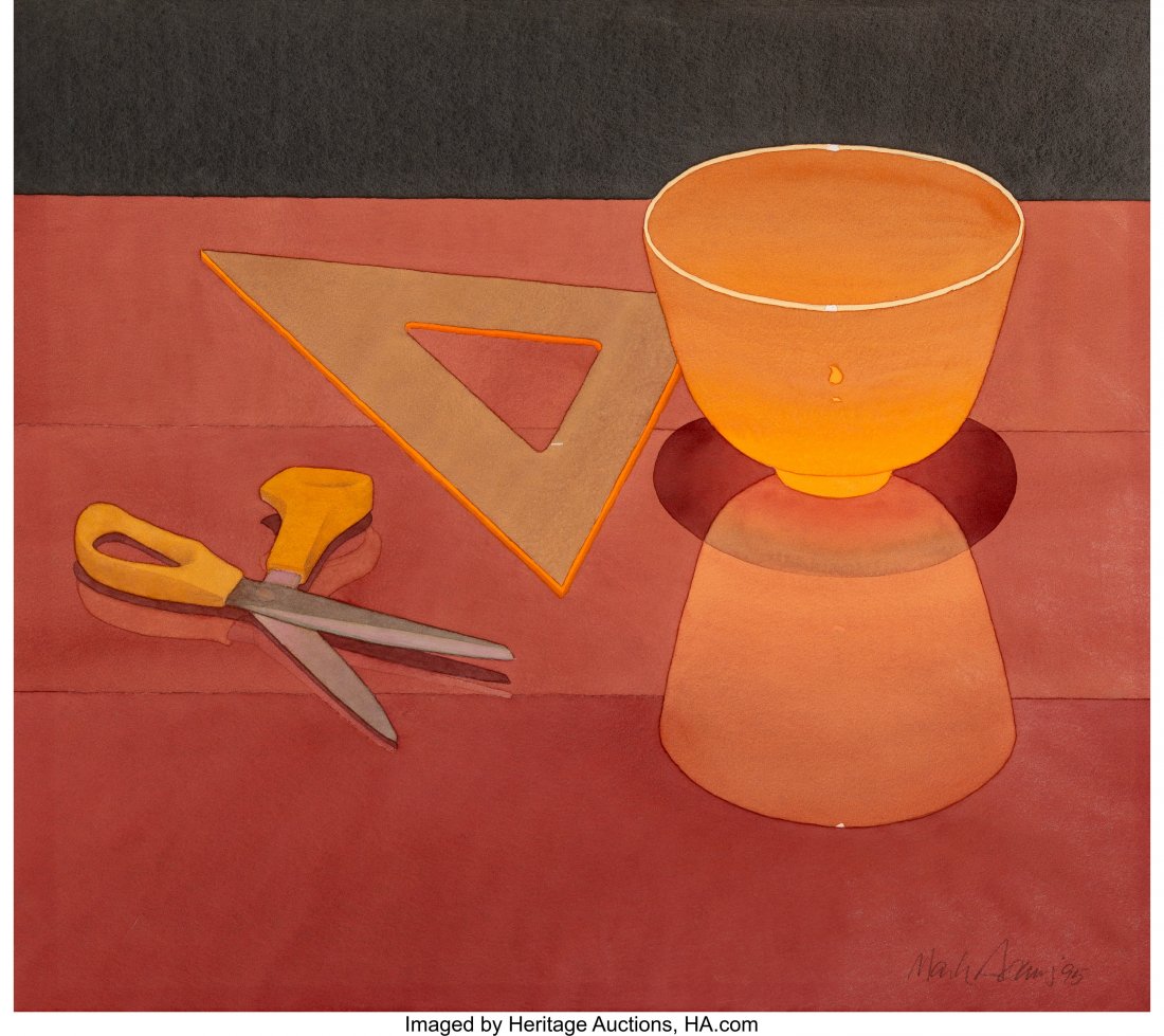 Mark Adams (American, 1925-2006) Orange Glass bo: Mark Adams (American, 1925-2006) Orange Glass bowl, 1995 Watercolor on paper 21 x 23-1/4 inches (53.3 x 59.1 cm) (sight) Signed and dated lower right: Mark Adams 95 HID03101242017