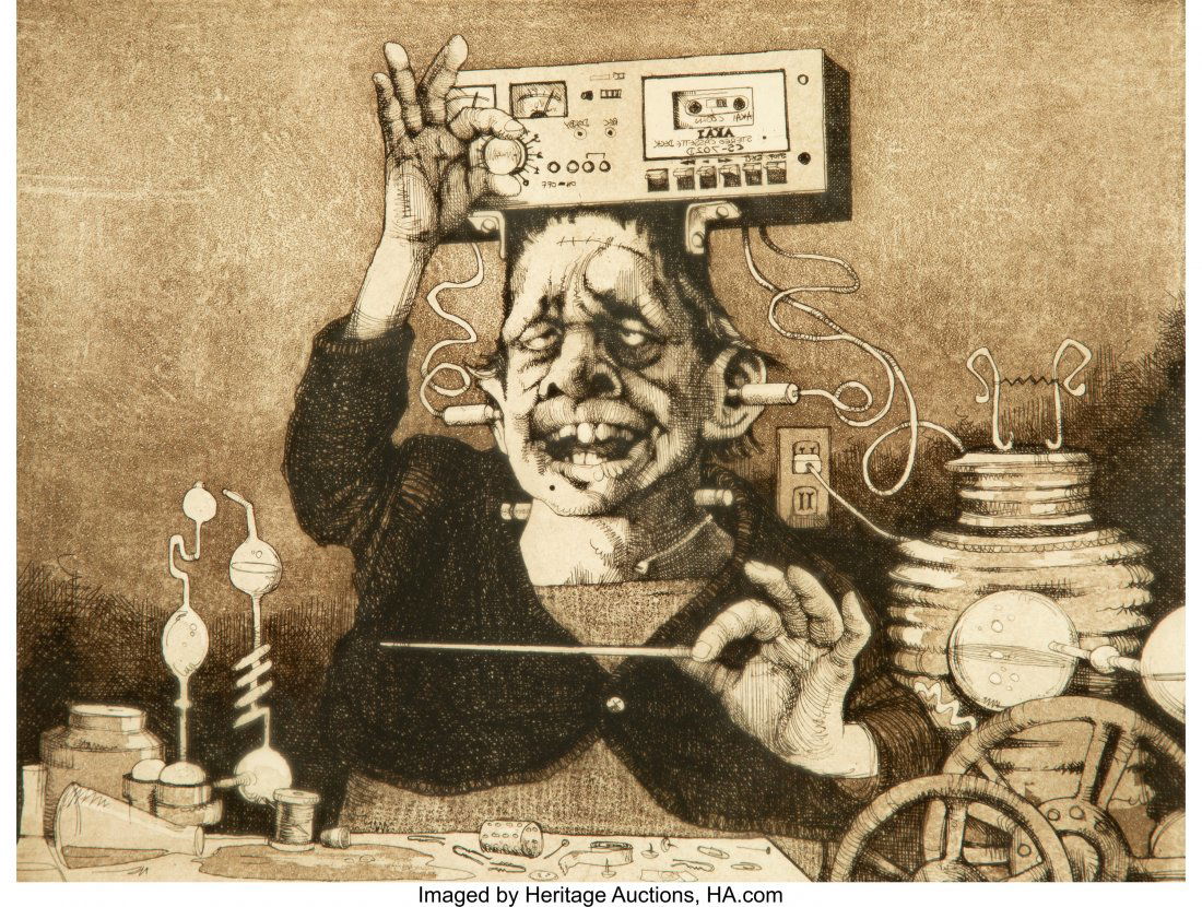 Charles Bragg (American, b. 1931) Frankenstein E: Charles Bragg (American, b. 1931) Frankenstein Etching with drypoint on paper 8-3/4 x 11-3/4 inches (22.2 x 29.8 cm) (image) Ed. 97/300 Signed and numbered in pencil in lower margin HID03101242017