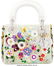 16003: Christian Dior White Satin & Multicolor Flower E