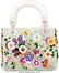 16003: Christian Dior White Satin & Multicolor Flower E - 2
