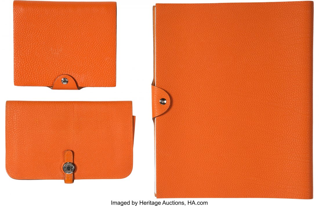 Hermès Set of Three: Orange H Togo Leathe (1 of 2)
