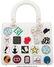 16018: Christian Dior White Leather Multicolor Embroide