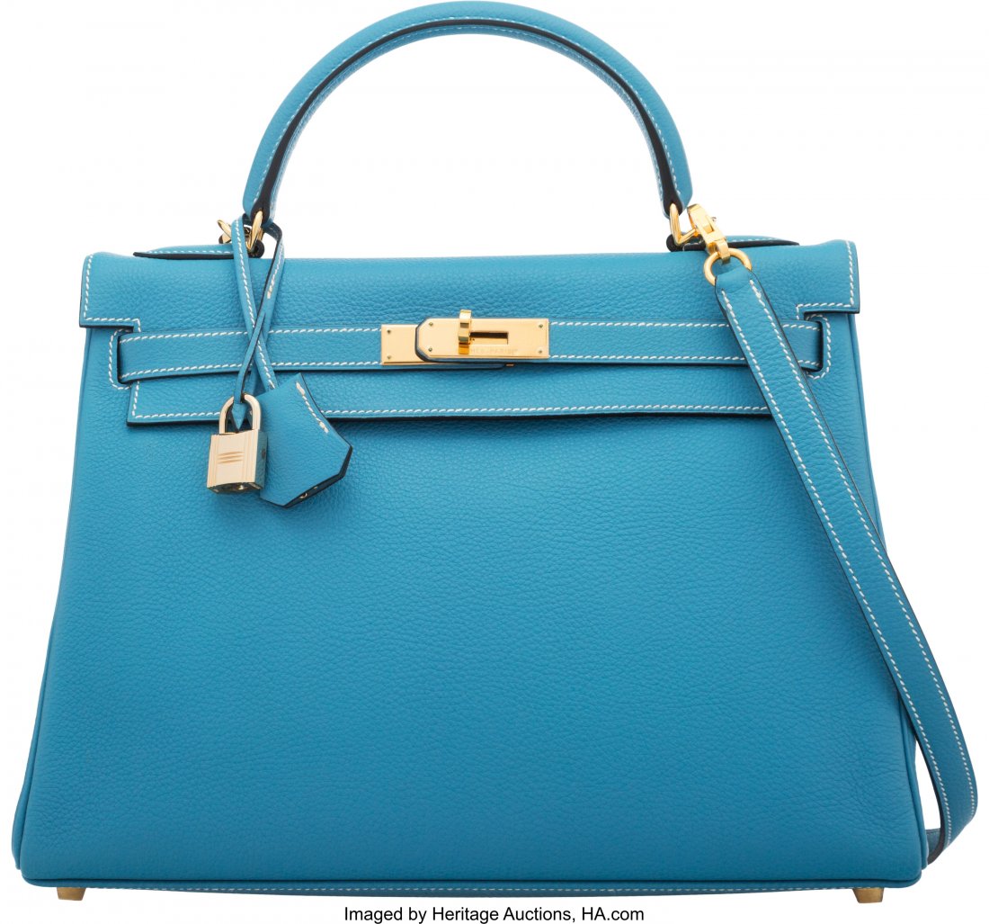 Hermès 32cm Blue Jean Togo Leather Retour (1 of 2)