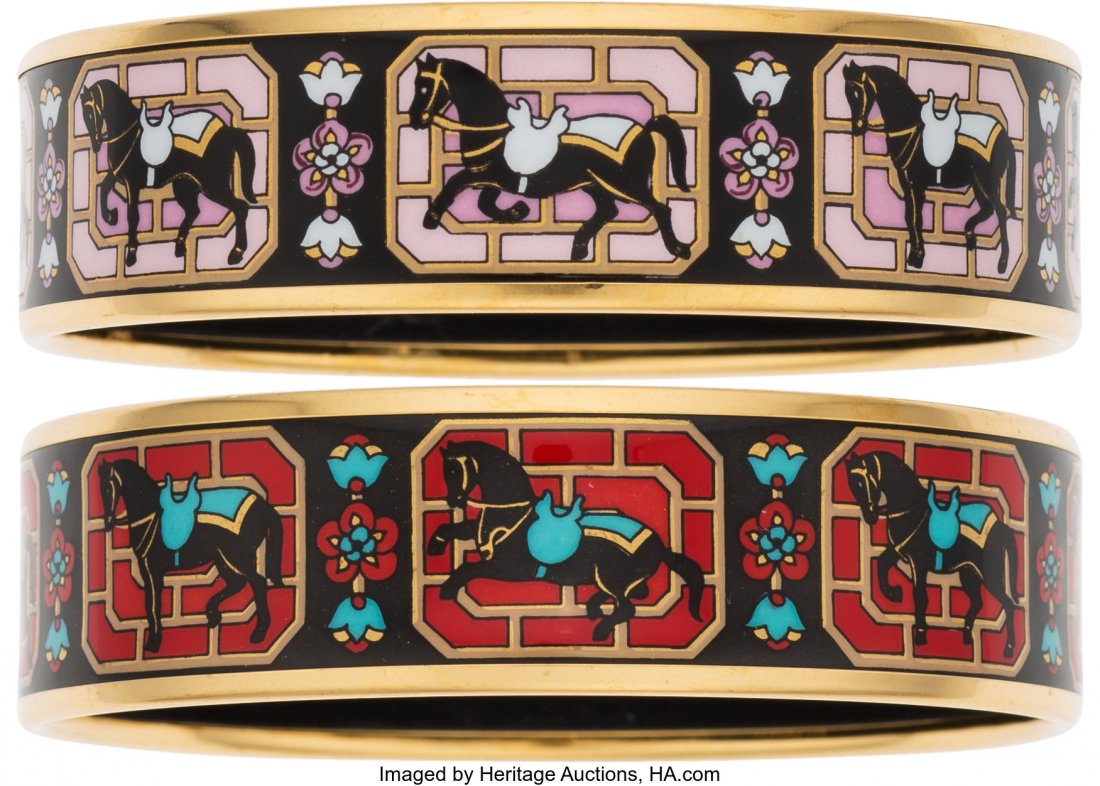 Hermès Set of Two: Pink & Red Enamel Bang (1 of 1)