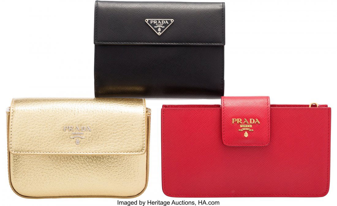Prada Set of Three: Black, Red, & Gold Wallets C (1 of 2)