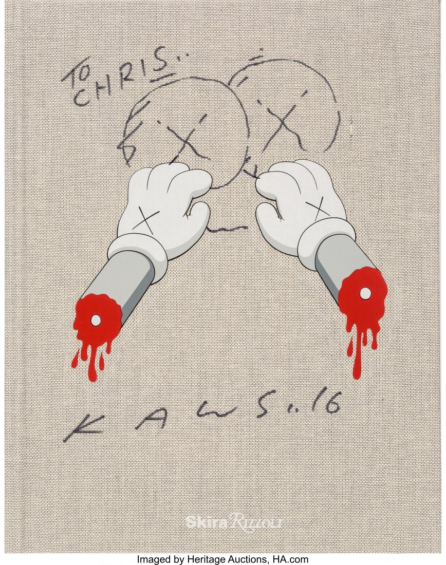 KAWS, Monica Ramirez-Montagut, and German Celant: KAWS, Monica Ramirez-Montagut, and German Celant Kaws, 2010 Hardcover book 11 x 8-1/2 x 1 inches (27.9 x 21.6 x 2.5 cm) Signed and dated by Kaws on the front cover Published by Rizzoli, New York HID03