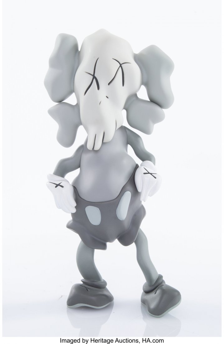 KAWS X Robert Lazzarini Companion (Grey), 2010 P: KAWS X Robert Lazzarini Companion (Grey), 2010 Painted cast vinyl 8-1/4 x 4-1/2 x 2-1/2 inches (21 x 11.4 x 6.4 cm) Stamped to the underside of the feet Produced by Medicom Toy and OriginalFake, Tokyo