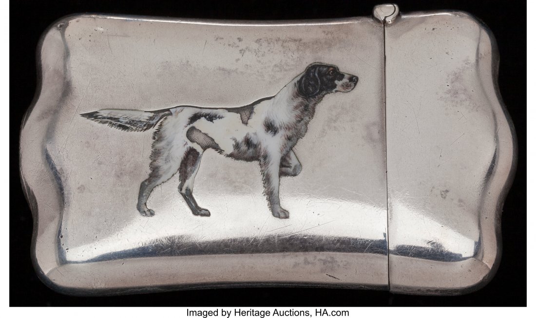 AN AMERICAN SILVER, SILVER GILT AND ENAMEL MATCH: AN AMERICAN SILVER, SILVER GILT AND ENAMEL MATCH SAFE, New York, New York, circa 1900 Marks: C (within arrow), STERLING 2-5/8 inches high (6.7 cm) 1.18 troy ounces FROM THE ESTATE OF JOHN O. ANTONELLI