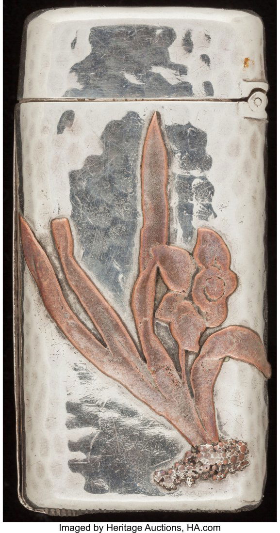 A GORHAM SILVER AND MIXED METALS MATCH SAFE, Pro: A GORHAM SILVER AND MIXED METALS MATCH SAFE, Providence, Rhode Island, circa 1881-1882 Marks: (lion-anchor-G), STERLING & OTHER METALS, 110, N 2-3/8 inches high (6.0 cm) 0.82 troy ounce FROM THE E