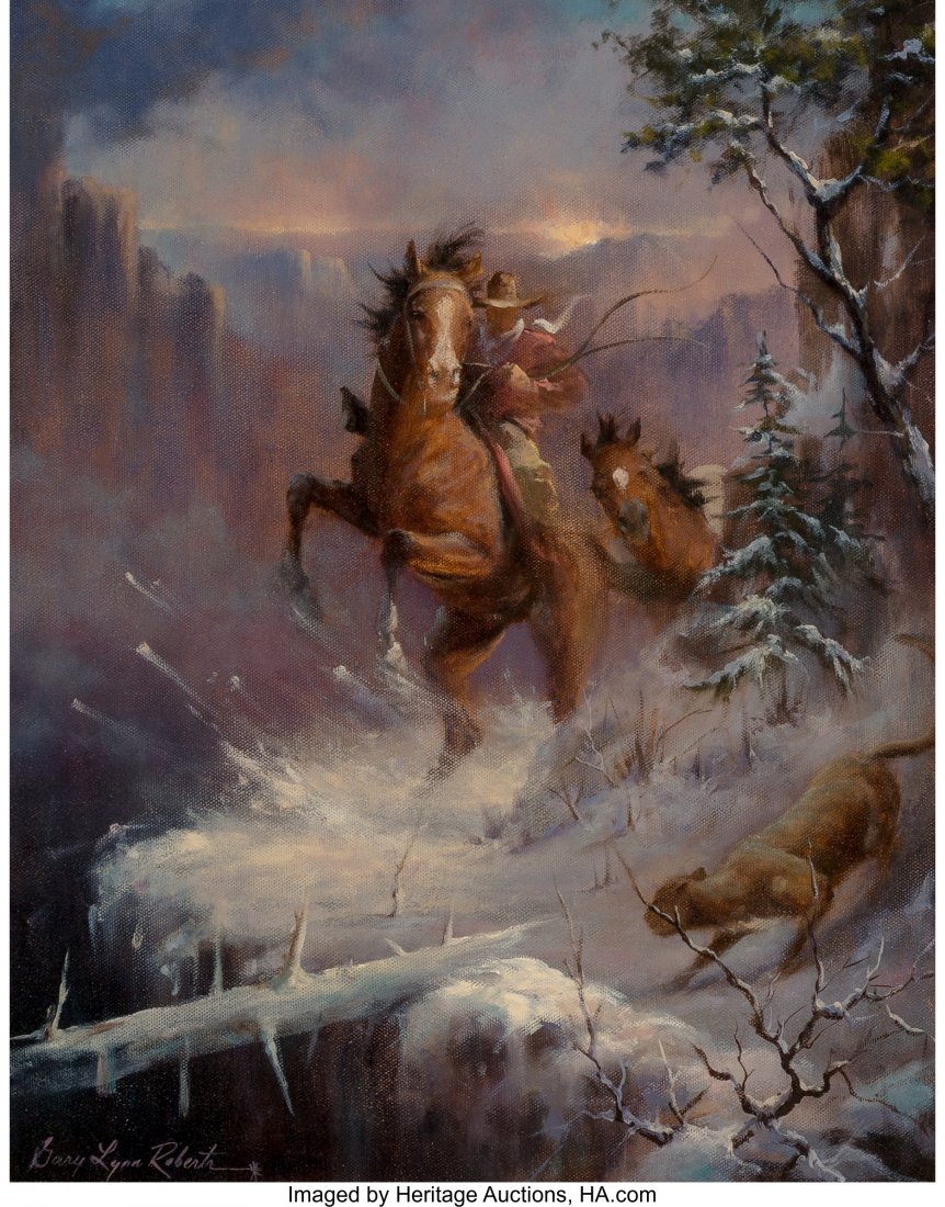 Gary Lynn Roberts (American, b. 1953) Attack on : Gary Lynn Roberts (American, b. 1953) Attack on Horseback Acrylic on canvas 18 x 14 inches (45.7 x 35.6 cm) Signed lower left: Gary Lynn Roberts HID03101242017
