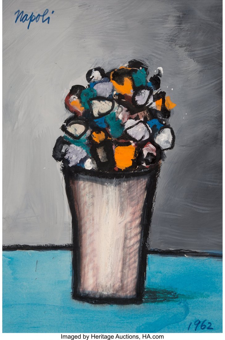 Giuseppe Napoli (Italian, 1900-1999) Flower Bouq: Giuseppe Napoli (Italian, 1900-1999) Flower Bouquet, 1962 Acrylic on paper 14 x 9-1/4 inches (35.6 x 23.5 cm) Signed and dated upper left: Napoli / 1962 HID03101242017