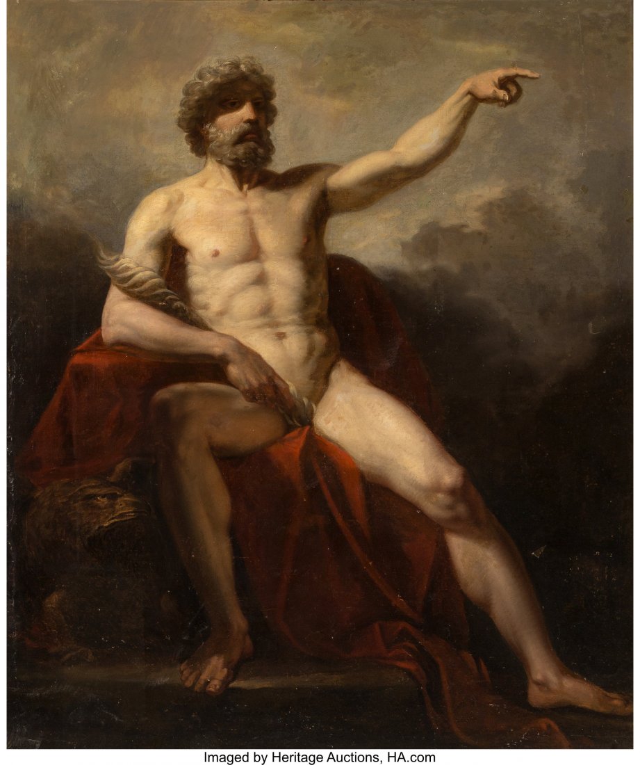 Peter von Cornelius (German, 1783-1867) Eros mit: Peter von Cornelius (German, 1783-1867) Eros mit dem Adler (Element des Feuers) Oil on canvas 48-7/8 x 41 inches (124.1 x 104.1 cm) PROVENANCE: Sotheby's, Munich, May 31, 1990, lot 17; Private collect