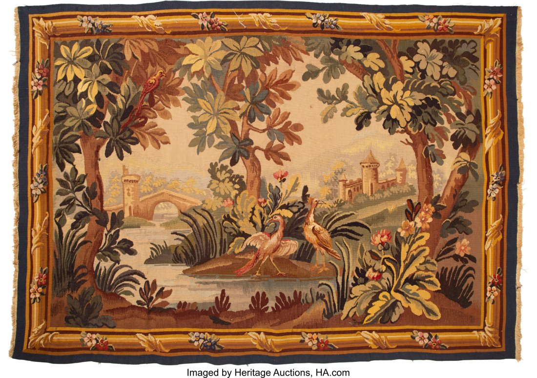 An Aubusson-Style Wool Tapestry, mid-20th centur: An Aubusson-Style Wool Tapestry, mid-20th century 70-1/2 x 49-1/4 inches (179.1 x 125.1 cm) HID03101242017