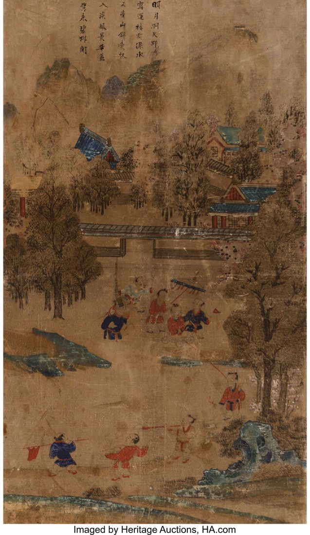 Eight Korean Painted Screen Panels Depicting Boy: Eight Korean Painted Screen Panels Depicting Boys at Play, Joseon Dynasty 24 x 14 inches (61.0 x 35.6 cm) Character inscriptions to the upper portions of each panel. HID03101242017