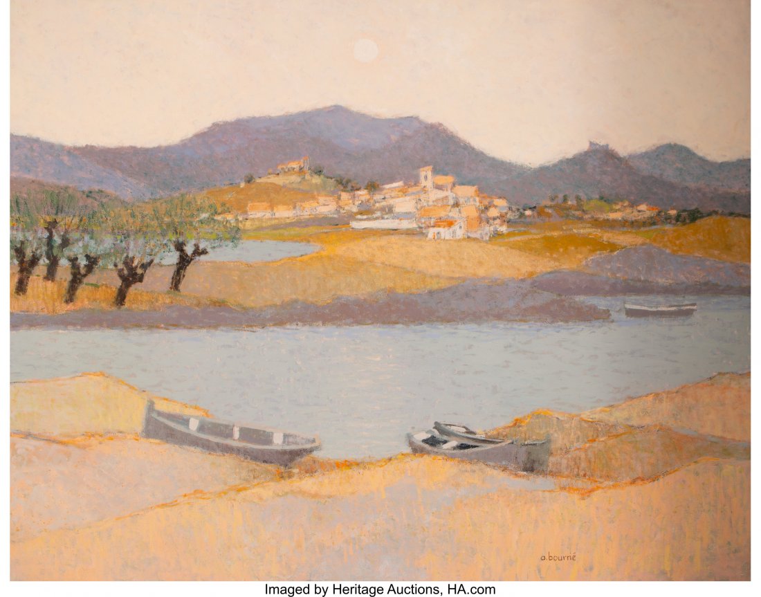 Andre Bourrie (French, b. 1936) Le Soleil sur la: Andre Bourrie (French, b. 1936) Le Soleil sur la Riviere Oil on canvas 44 x 56 inches (111.8 x 142.2 cm) Signed lower right: A. Bourrie HID03101242017