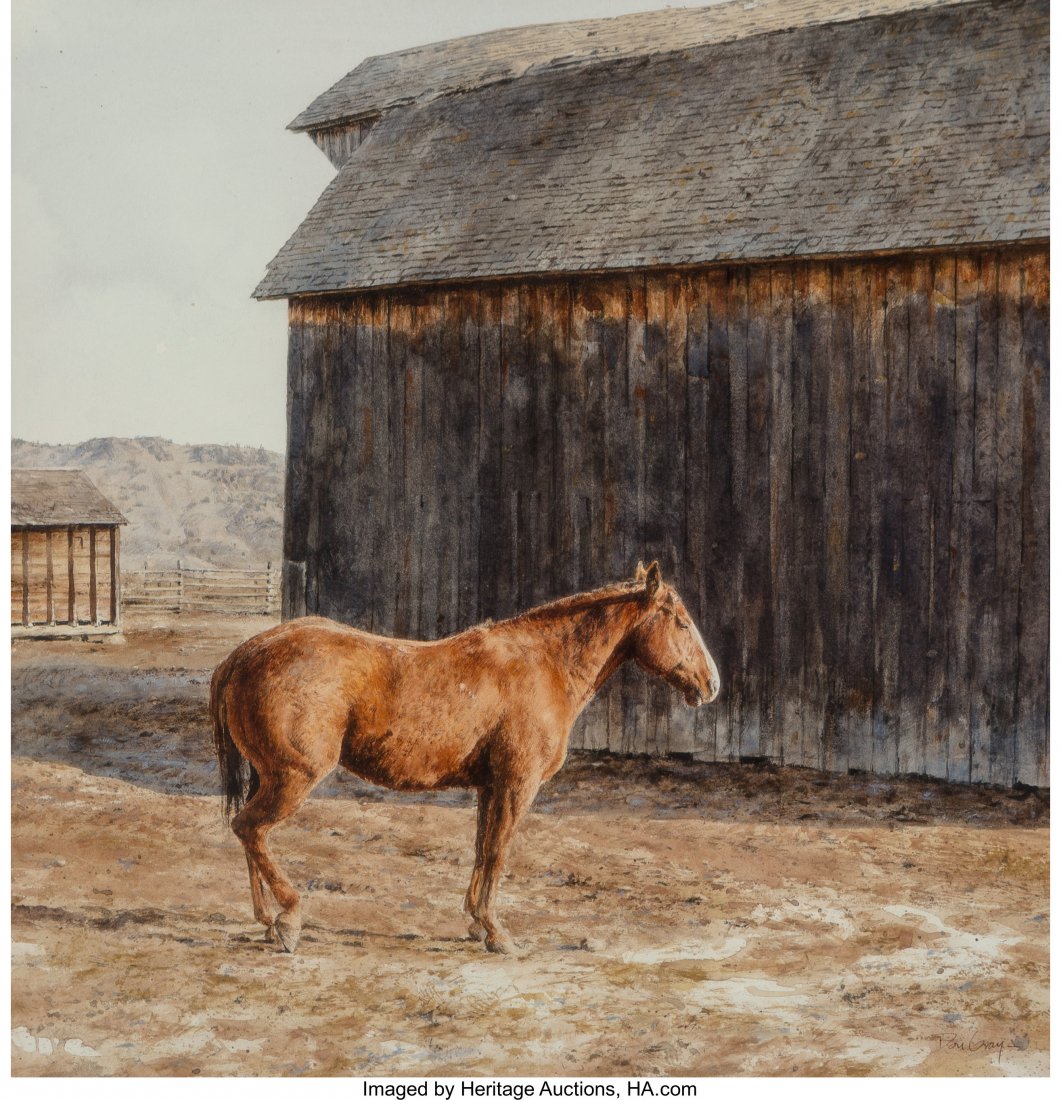 Don Gray (American, b. 1935) Morning at Hardy's,: Don Gray (American, b. 1935) Morning at Hardy's, 1982 Watercolor on paper 12-1/2 x 12 inches (31.8 x 30.5 cm) Signed lower right: Don Gray Signed, dated, and titled on backing paper affixed to the rev