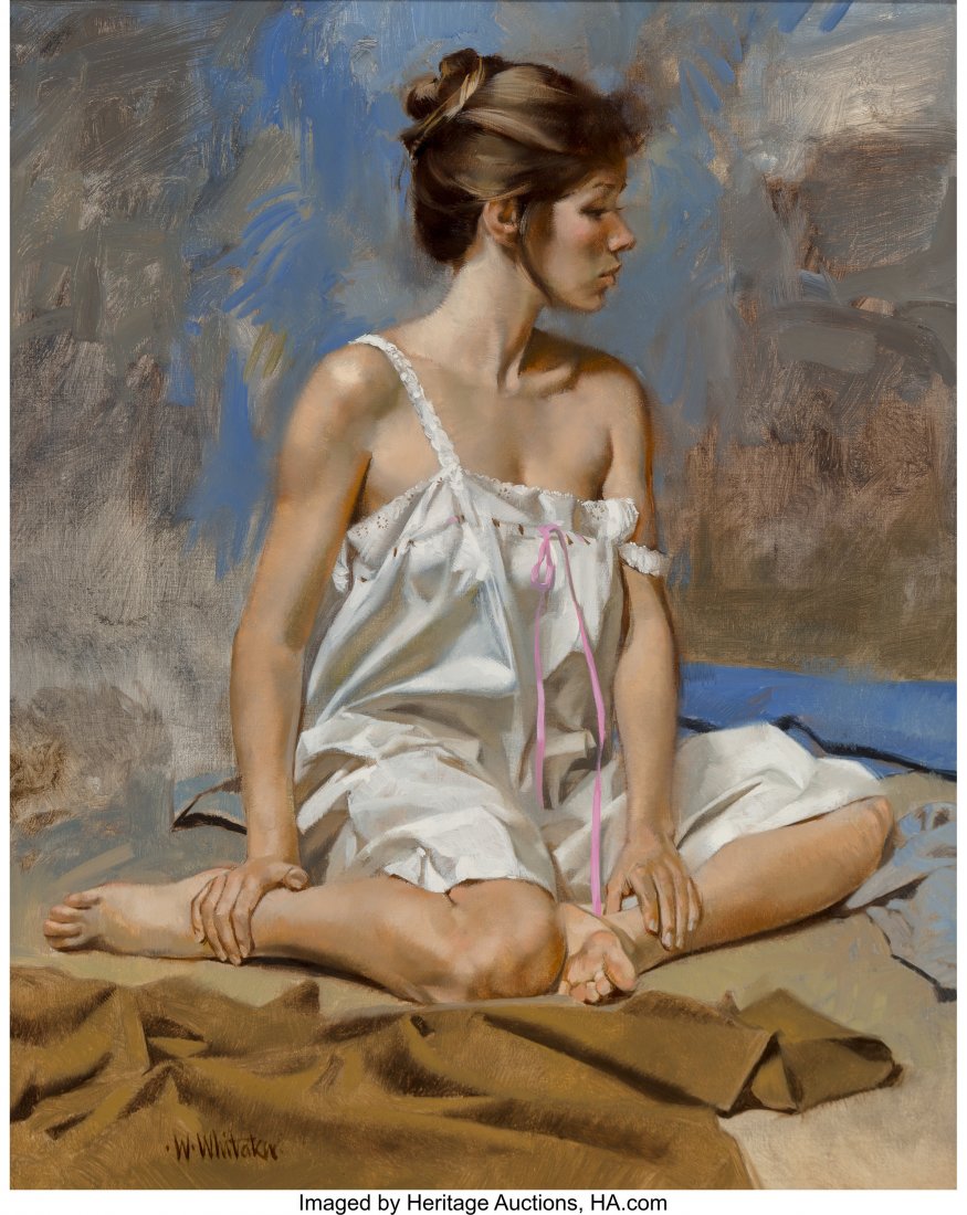 William Whitaker (American, b. 1943) Deft Blue O: William Whitaker (American, b. 1943) Deft Blue Oil on canvas 20 x 16 inches (50.8 x 40.6 cm) Signed lower left: W. Whitaker PROVENANCE: Private collection, Montana. HID03101242017