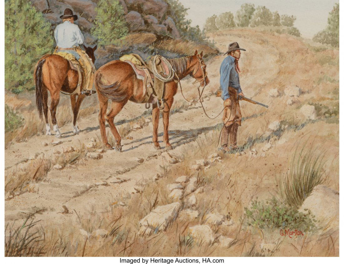 Gary Morton (American, b. 1951) Manhunt Watercol (1 of 3)