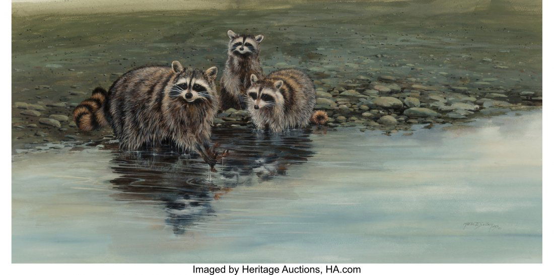 Morten E. Solberg (American, b. 1935) Racoons Wa (1 of 2)
