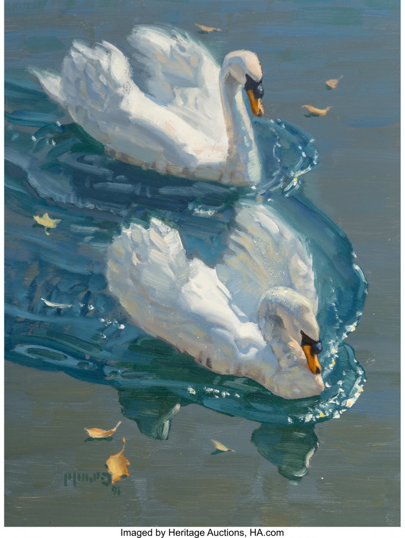 Wayne Wolfe (American, b. 1945) Mute Swans, 1991 (1 of 2)