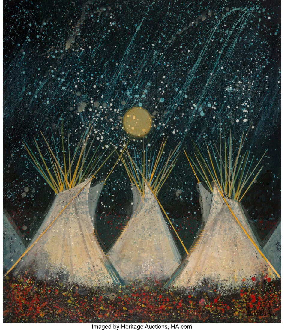 Kevin Red Star (American, b. 1943) A Crow Camp w (1 of 3)