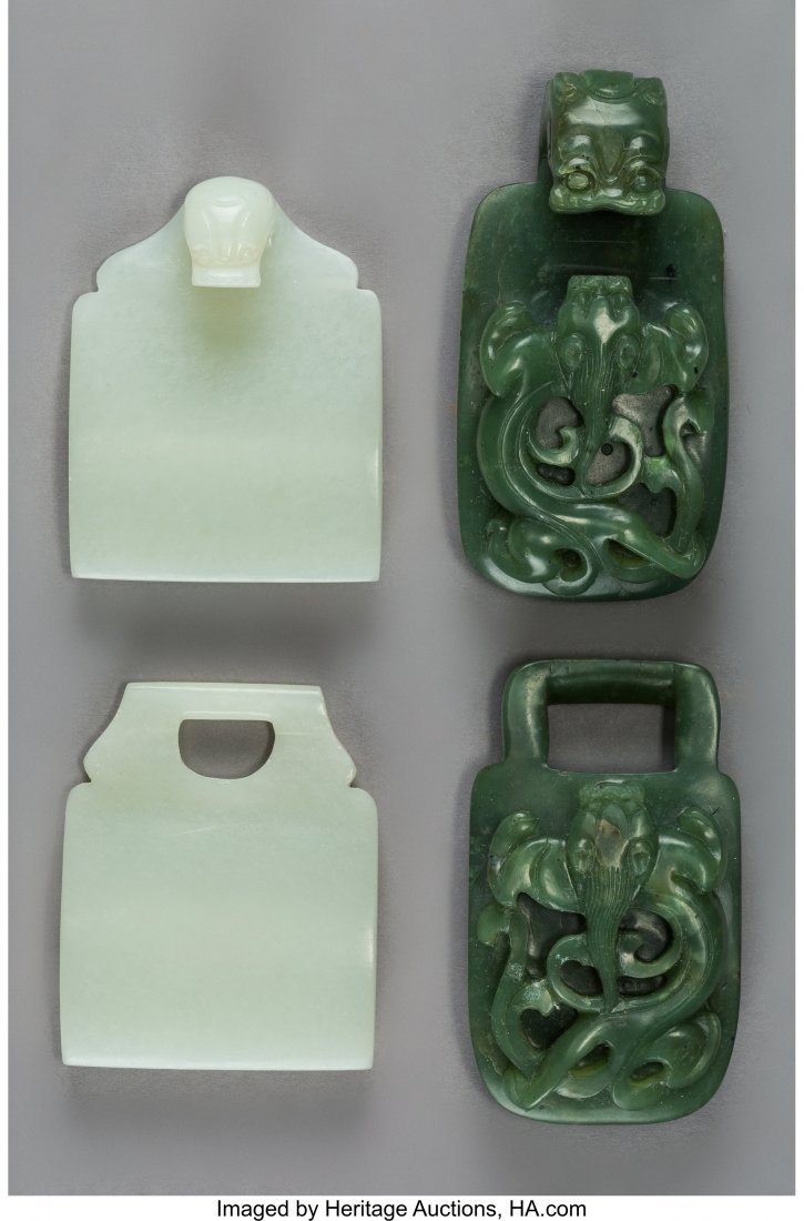 Two Chinese Carved Jade Buckles, Qing Dynasty, 1 (1 of 2)
