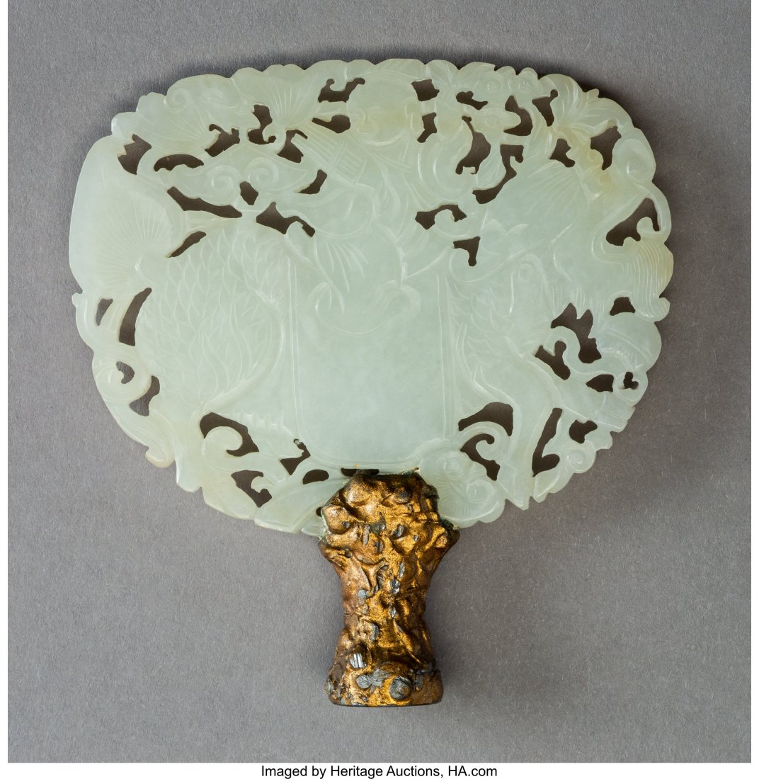 A Chinese Carved White Jade Plaque Depicting a Q: A Chinese Carved White Jade Plaque Depicting a Qilin and Rider, early Qing Dynasty 3-3/8 x 3-1/8 x 1/4 inches (8.6 x 7.9 x 0.6 cm) HID03101242017