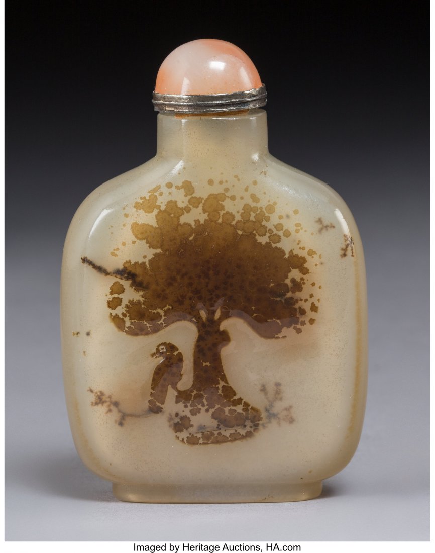 A Fine Chinese Carved Agate Silhouette Snuff Bot (1 of 2)