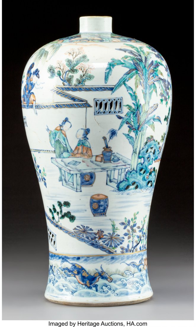 A Chinese Doucai Enameled Porcelain Meiping Vase (1 of 3)