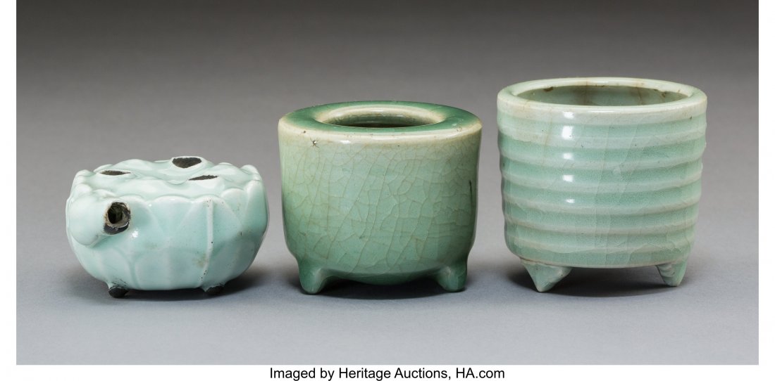 A Group of Three Diminutive Celadon Glazed Porce (1 of 3)