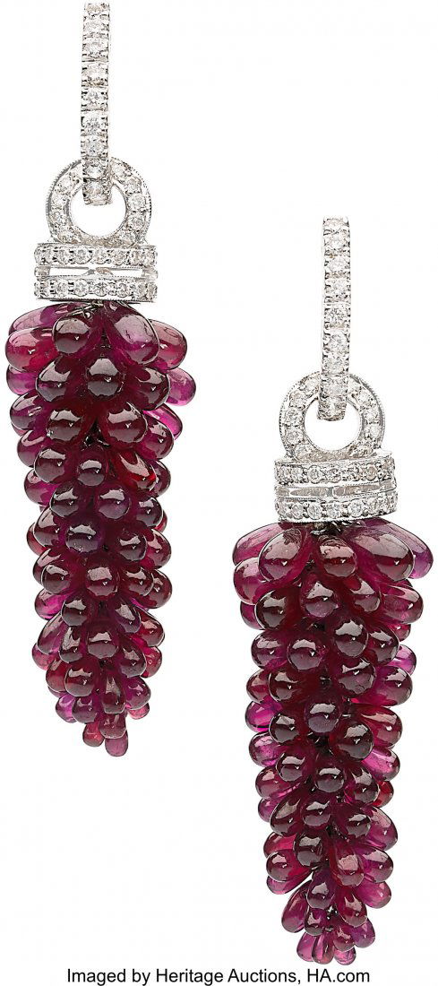 Diamond, Ruby, White Gold Earrings  The earrings (1 of 2)
