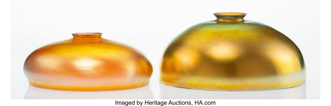 Two Steuben Gold Aurene Glass Lamp Shades, circa (1 of 3)