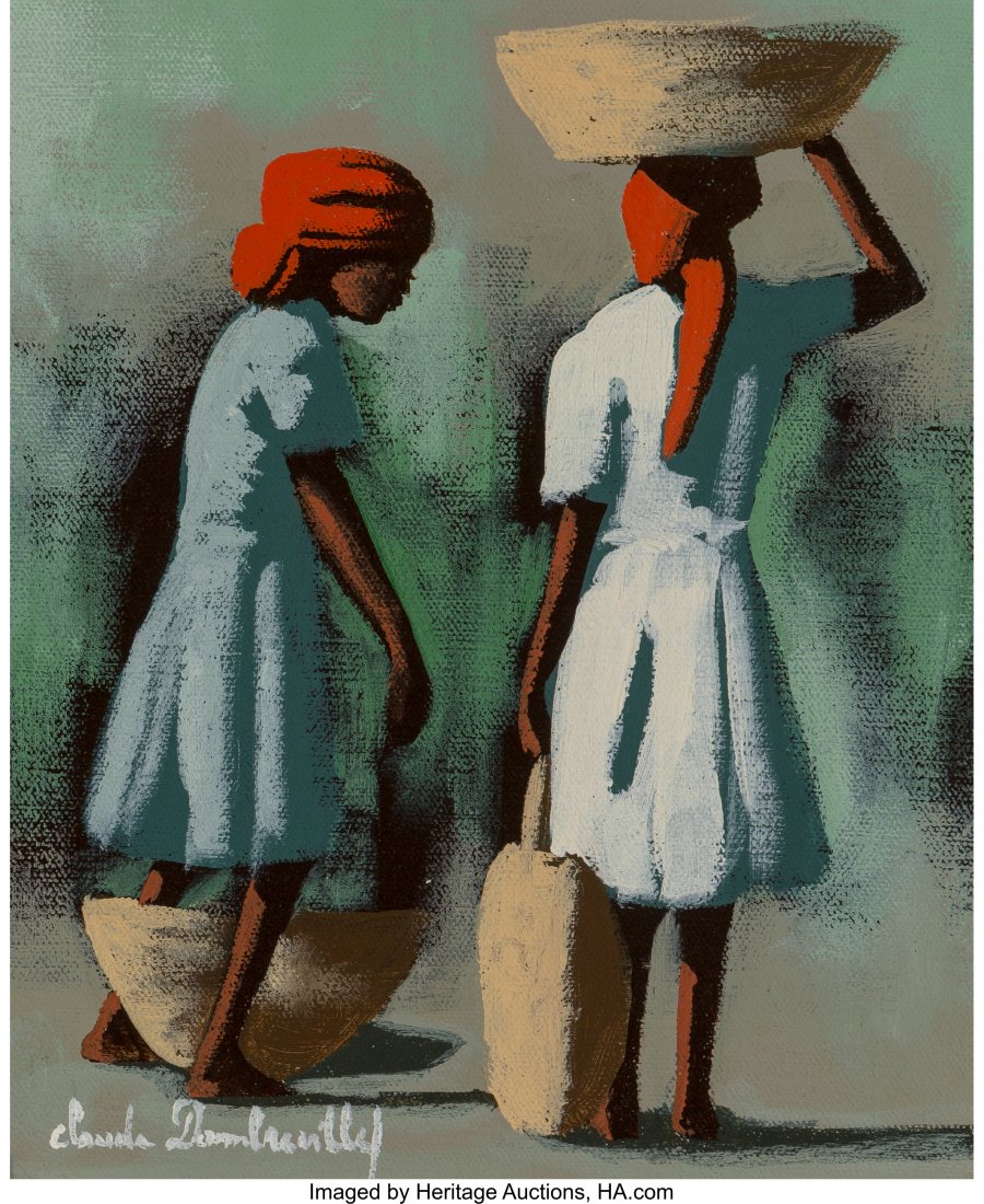 Claude Dambreville (Haitian, 20th century) Two G: Claude Dambreville (Haitian, 20th century) Two Girls Acrylic on canvas 10 x 8 inches (25.4 x 20.3 cm) Signed lower left: Claude Dambreville HID03101242017