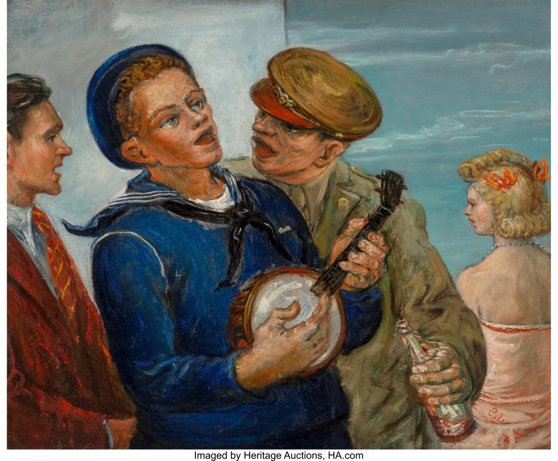 Albert Pels (American, 1910-1998) Celebrating Oi: Albert Pels (American, 1910-1998) Celebrating Oil on canvas 20 x 24 inches (50.8 x 61 cm) Signed lower right: Pels HID03101242017