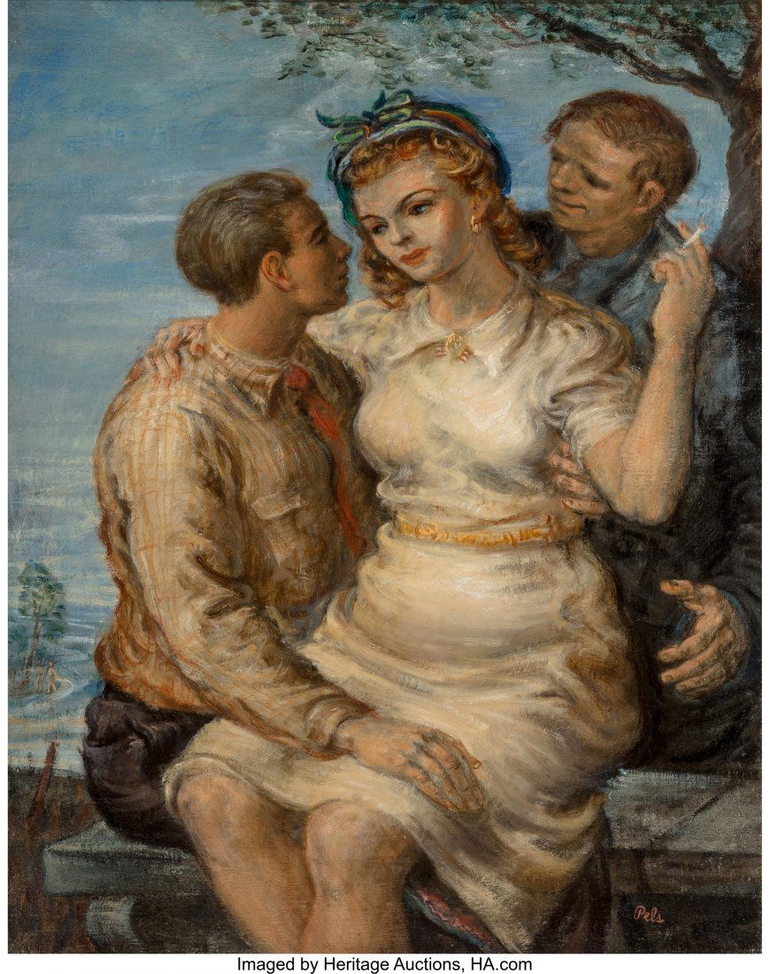 Albert Pels (American, 1910-1998) The Flirt Oil: Albert Pels (American, 1910-1998) The Flirt Oil on canvas 20 x 16 inches (50.8 x 40.6 cm) Signed lower right: Pels PROVENANCE: Private Collection, Manhassett, New York HID03101242017