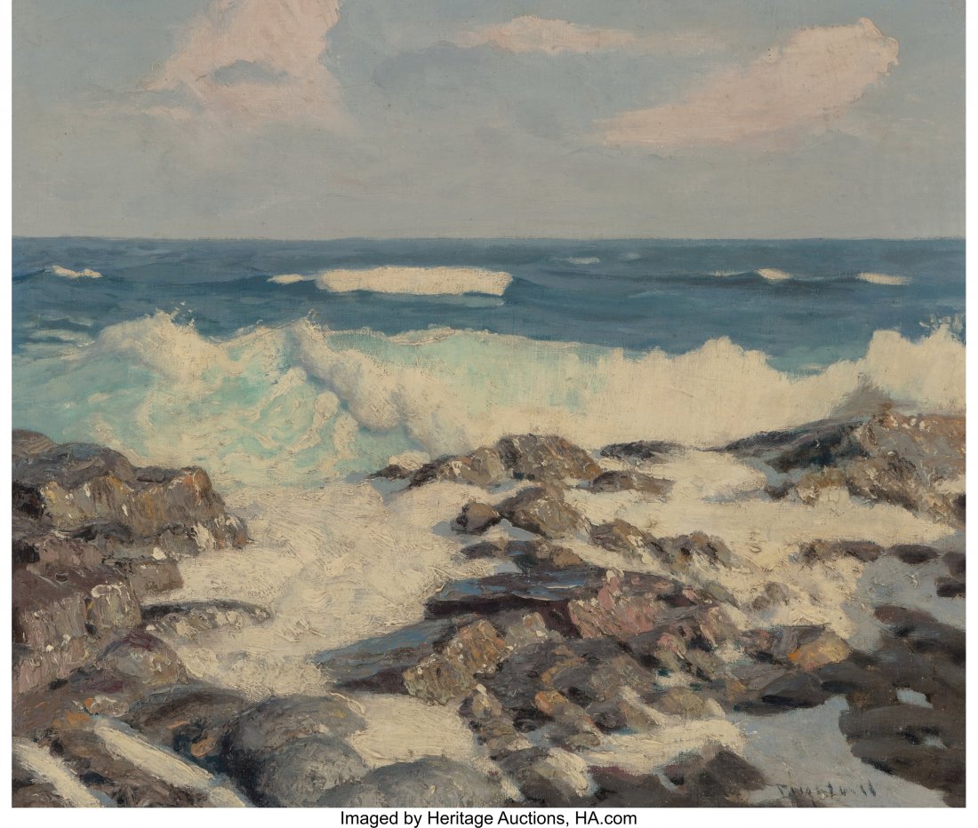 Walter Brightwell (American, 1919-2005) Rough Wa: Walter Brightwell (American, 1919-2005) Rough Waters Oil on canvas 16 x 20 inches (40.6 x 50.8 cm) Signed lower right: Brightwell HID03101242017