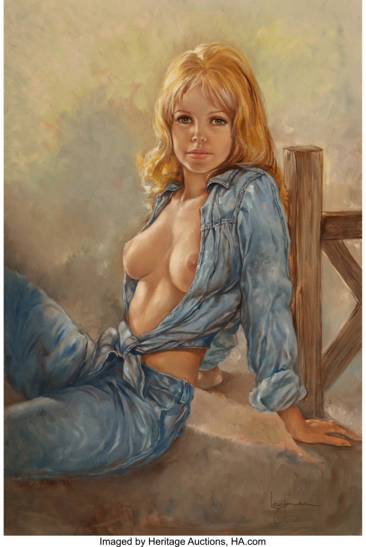 Leo Jansen (American, 1930-1980) Woman in Denim: Leo Jansen (American, 1930-1980) Woman in Denim Oil on canvas 36 x 24 inches (91.4 x 61 cm) Signed lower right: Leo Jansen HID03101242017
