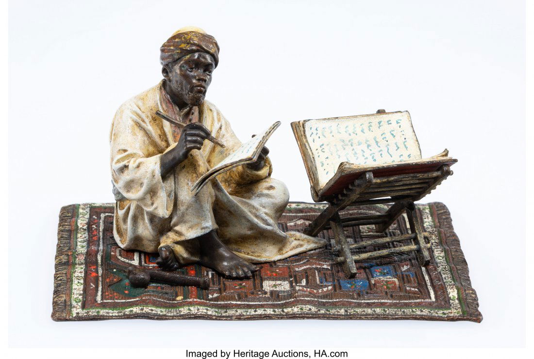 A Vienna Cold Painted Bronze Scribe Figure, earl (1 of 2)