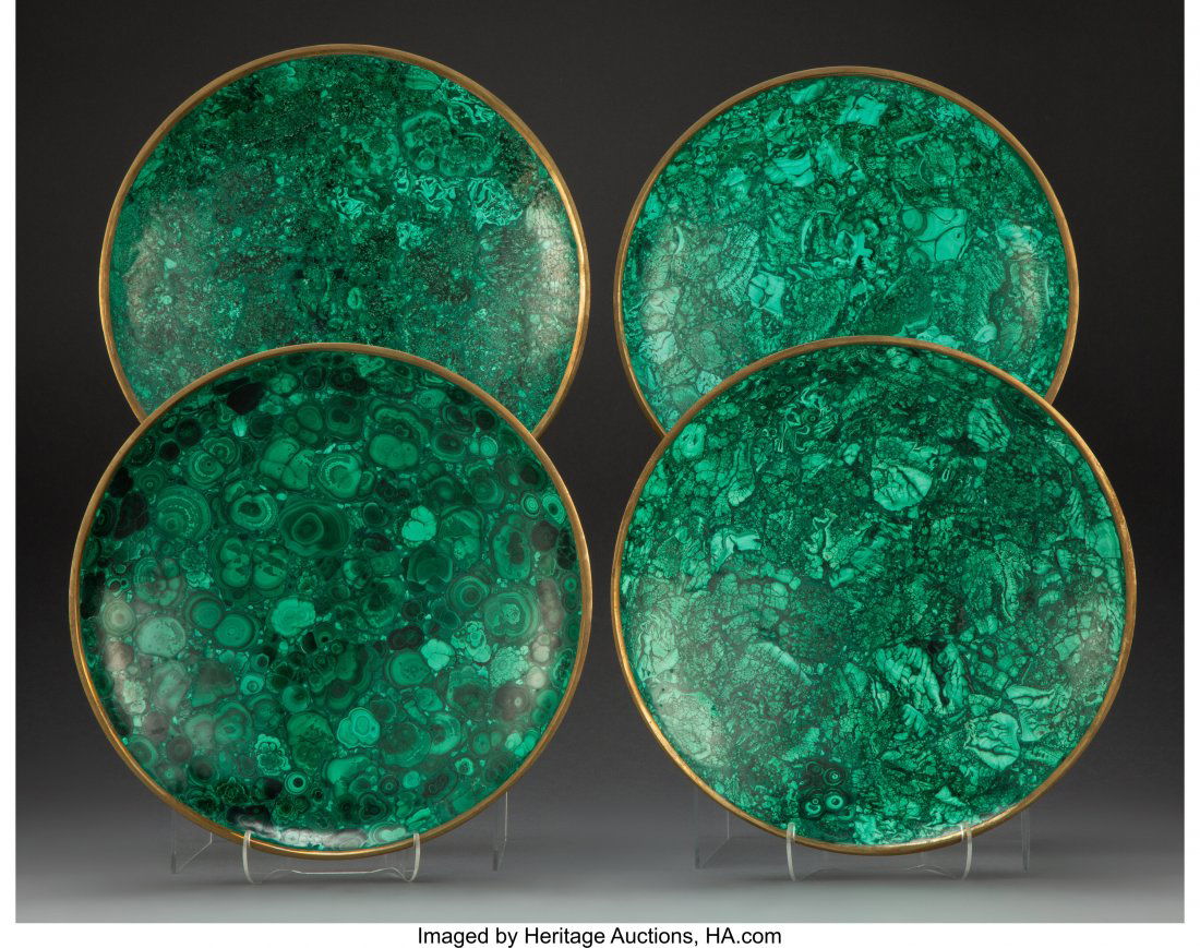 Four Malachite and Bronze Chargers, mid-20th cen (1 of 2)