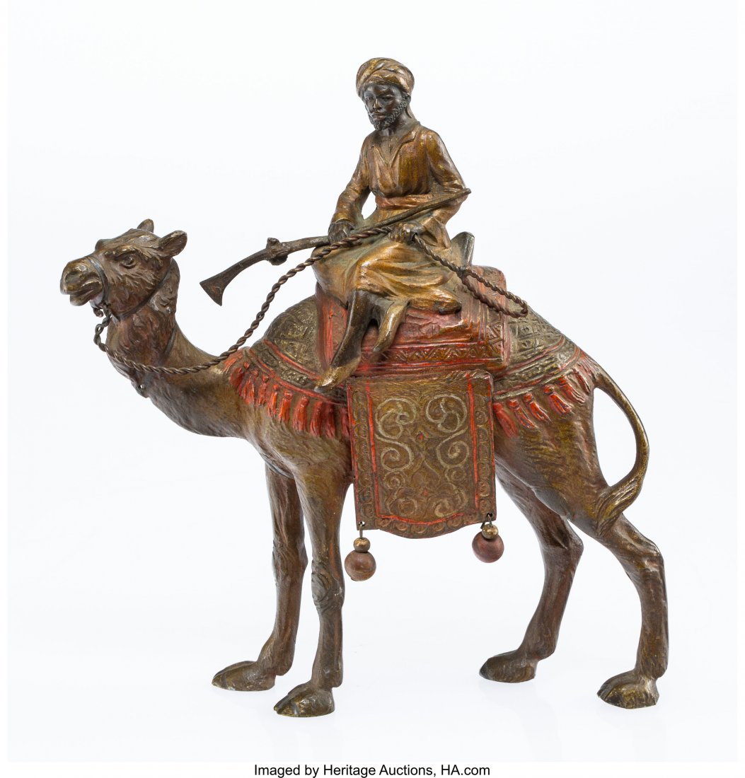 A Vienna Cold Painted Bronze Sultan on Camel Fig (1 of 2)