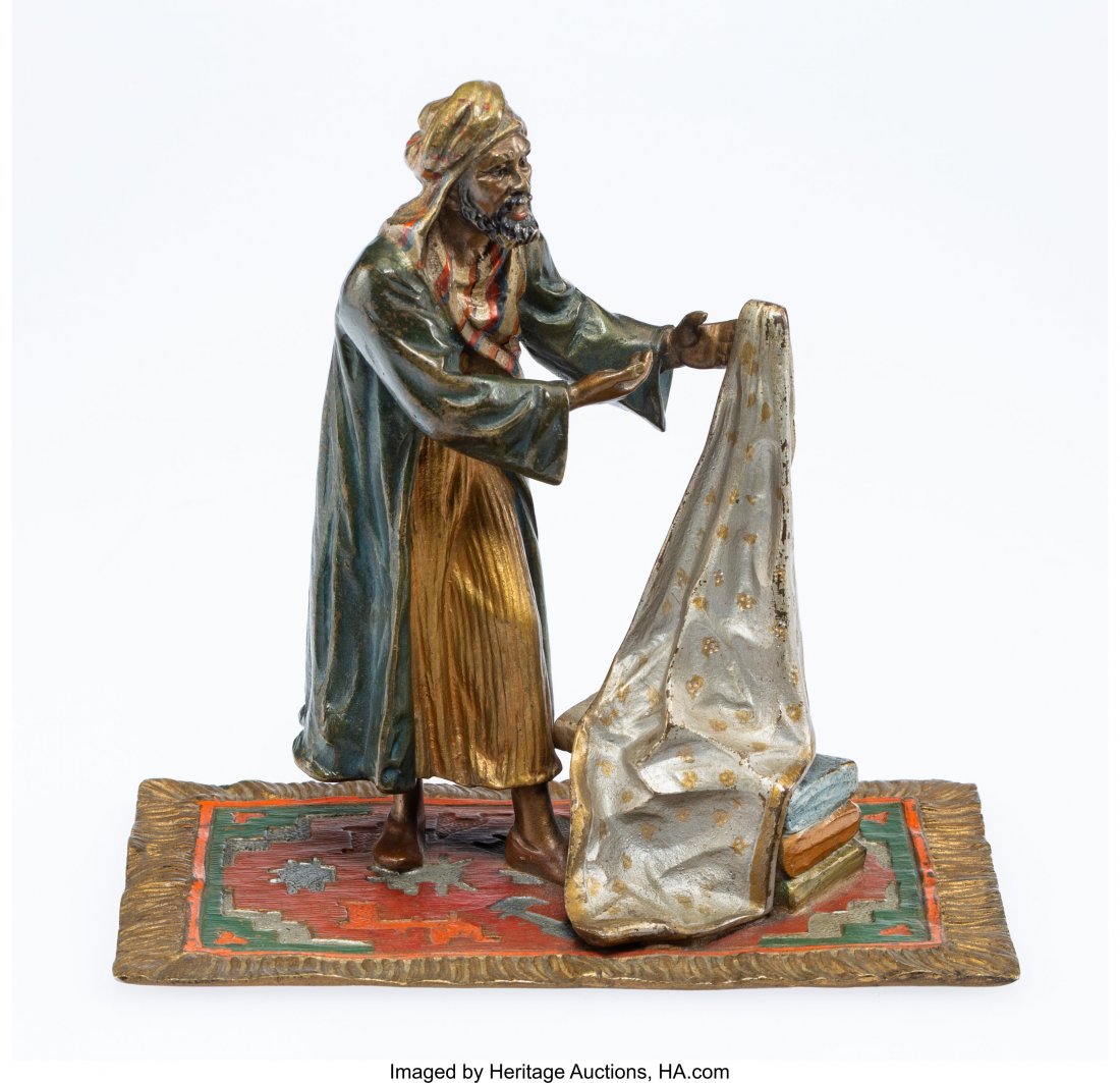 A Vienna Cold Painted Bronze Silk Merchant Figur (1 of 1)