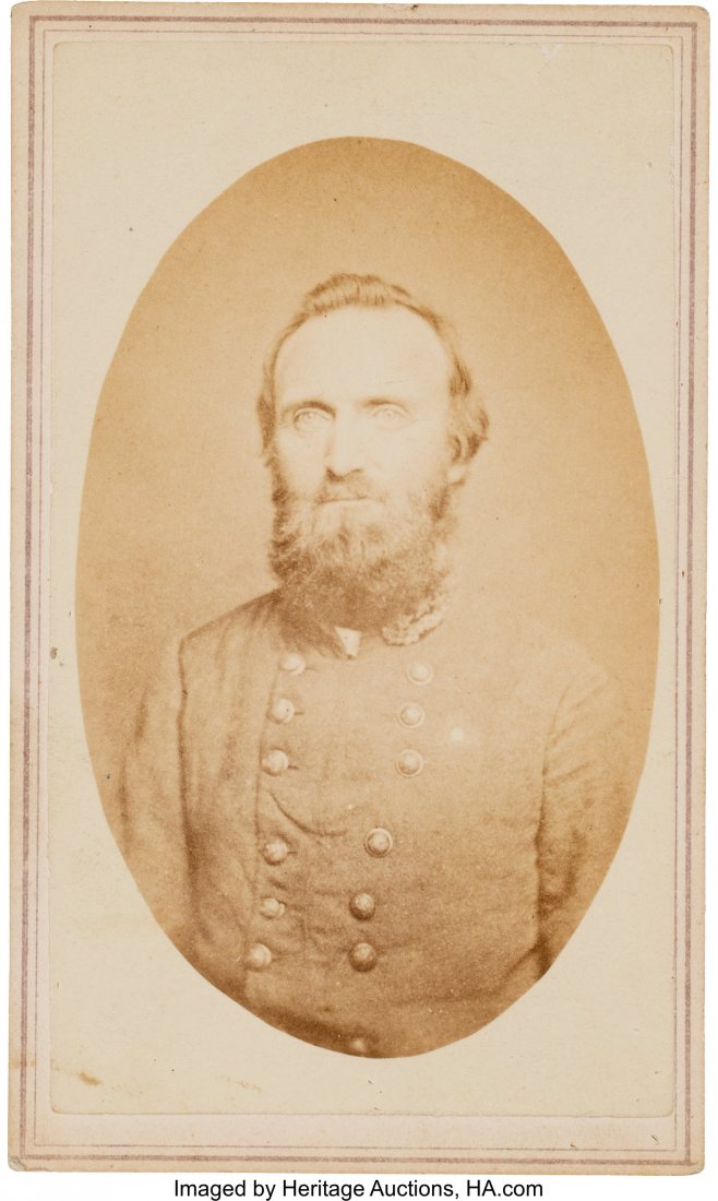 Thomas "Stonewall" Jackson Carte de Visite. 2.5: Thomas "Stonewall" Jackson Carte de Visite. 2.5" x 4", with an Anderson & Co.'s, Richmond imprint on verso. A rare oval bust portrait, one of two known "from life" photographs of Jackson taken at